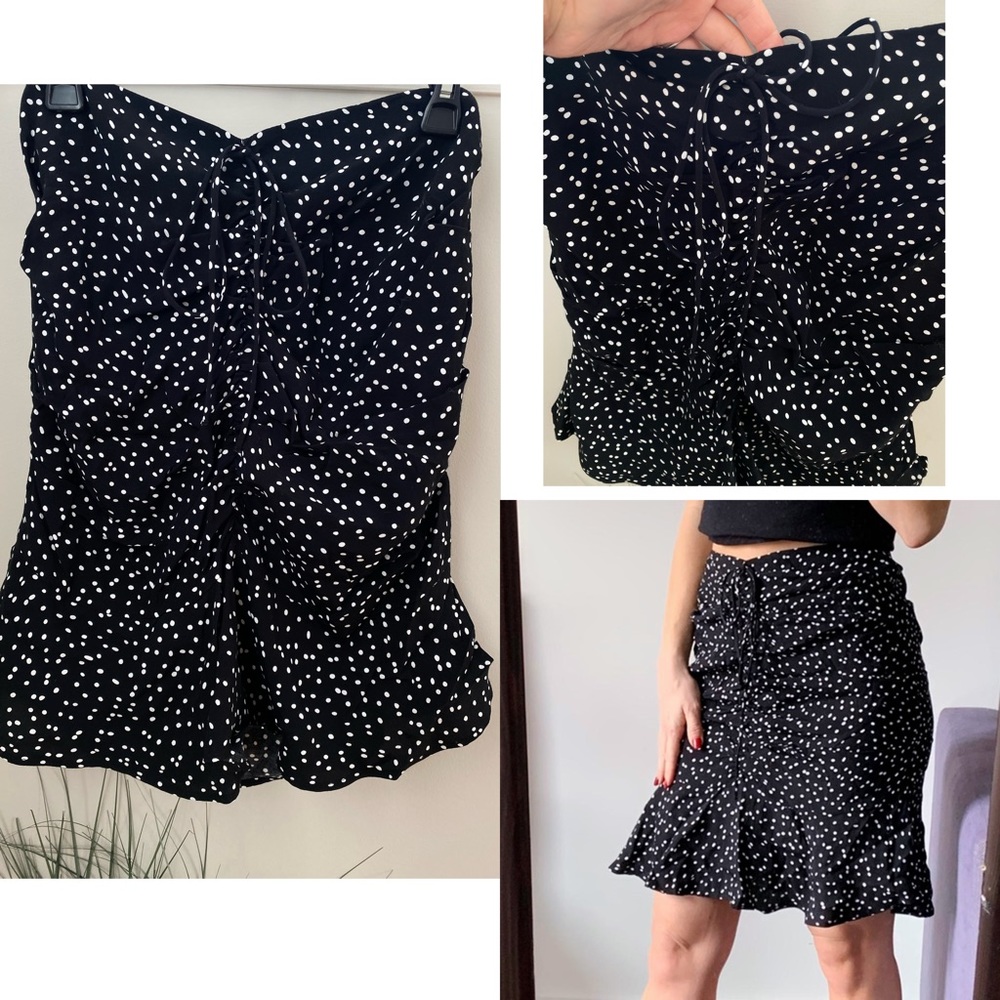 Zara gathered draw string polka dot skirt size M